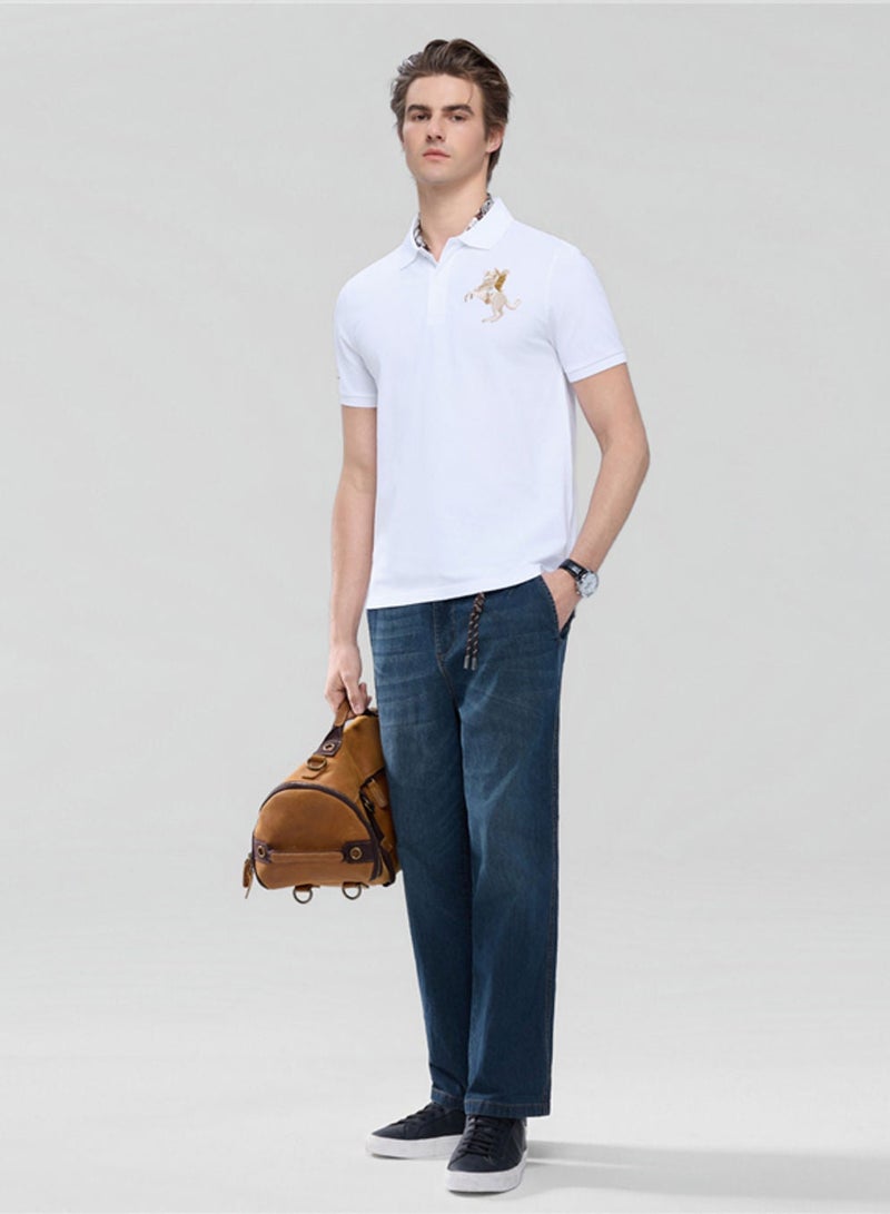 GIORDANO Men’s Slim Fit Napoleon Embroidery Lycra Pique Polo - Image 2